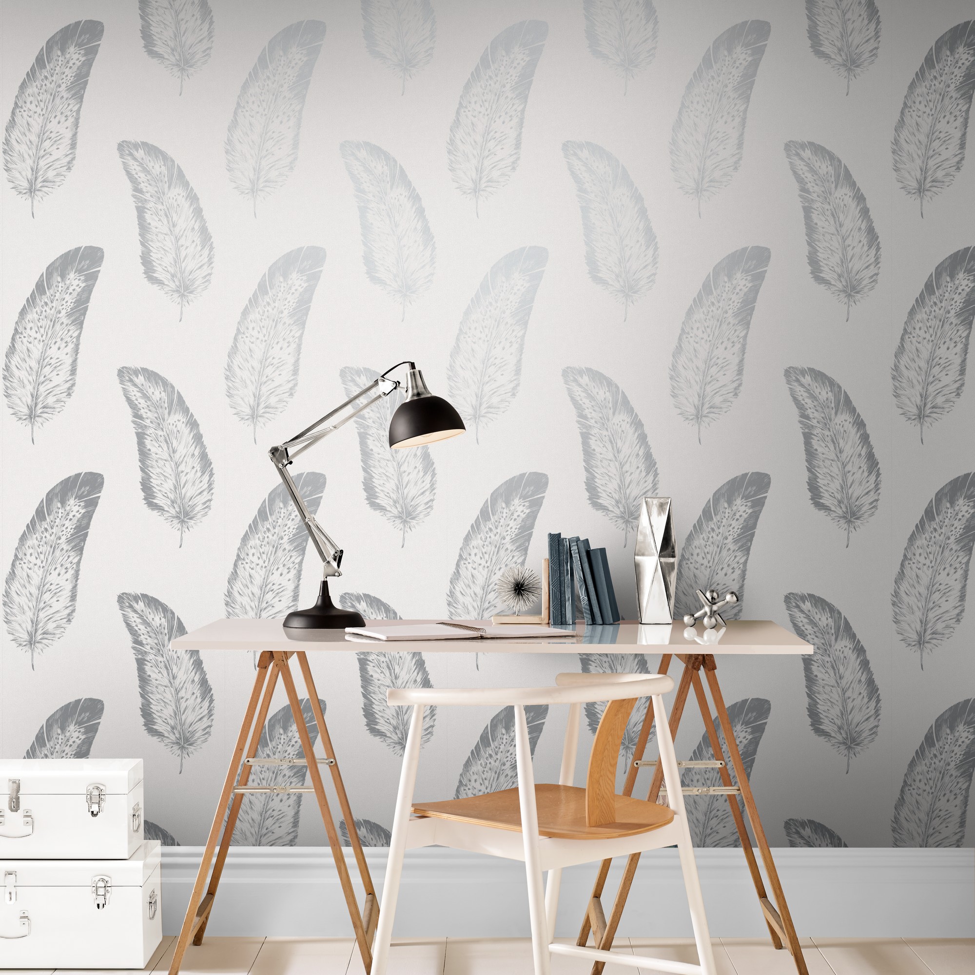 Volare Dove Wallpaper 105247 By Graham Brown In White Silver